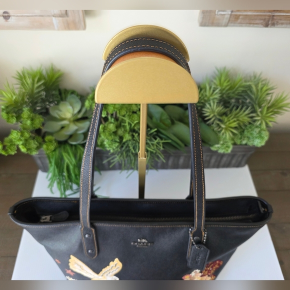 Coach City Zip Tote Tattoo Embroidery Black Crossgrain Leather+Matching Wallet - Picture 13 of 16